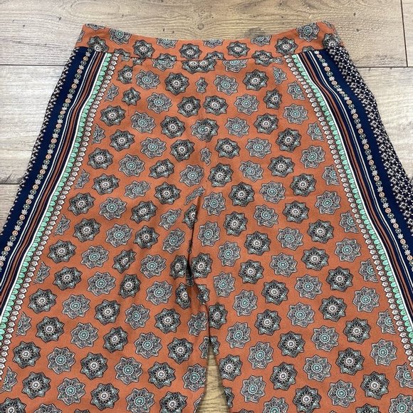 Anthropologie Elevenses Pants Womens 6 Print Wide Leg Palazzo Medallion Boho - Picture 9 of 15